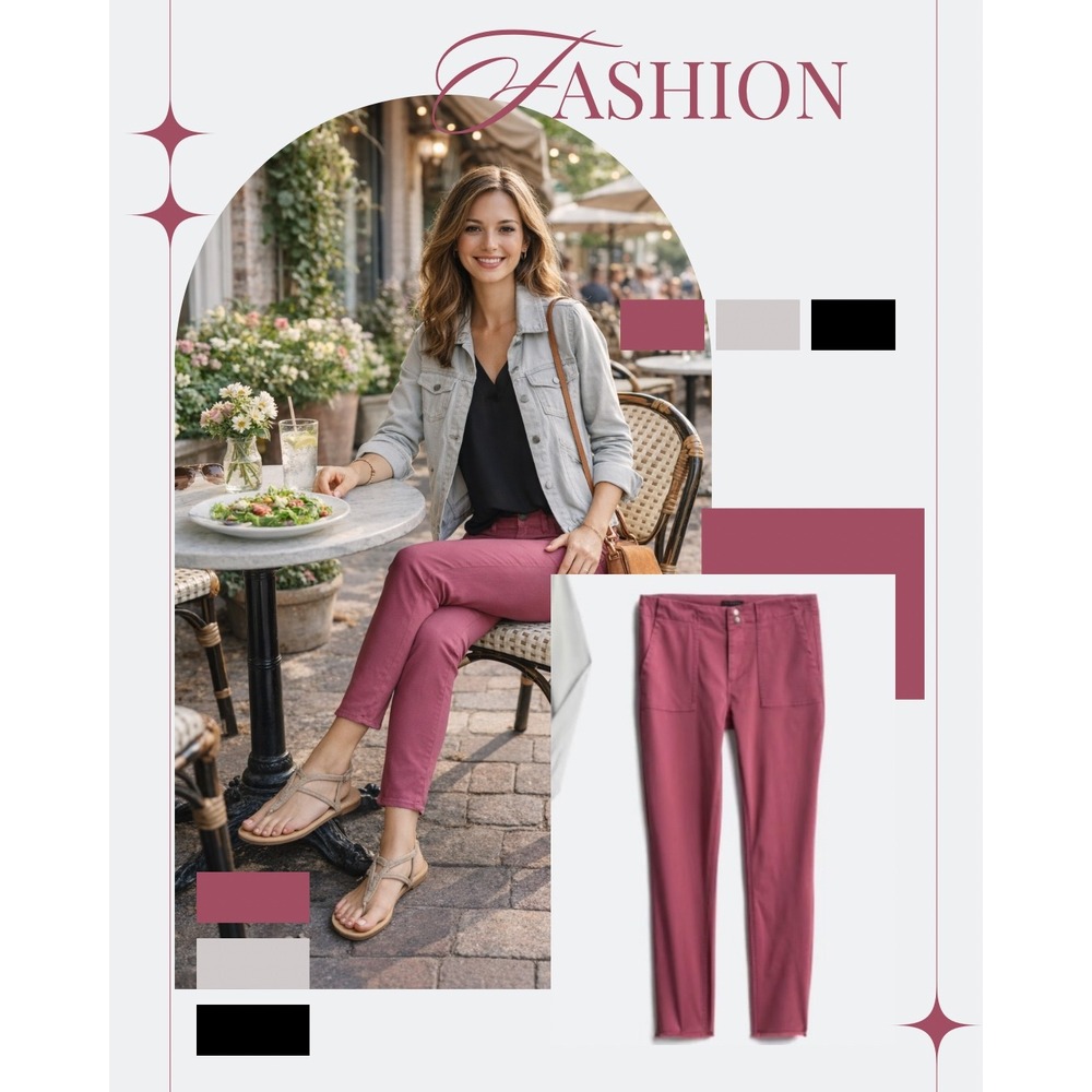 Tinsel Women Mauve Pink Pants Utility Spring Skinny High Rise Frayed Hem Size 27
